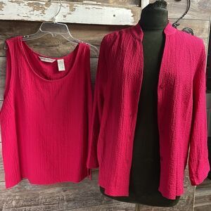 Draper’s & Damon’s Petites 2 pc Ladies Blouse Set, Size PL Pink Fushia